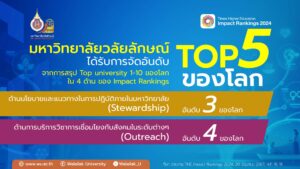 ก้าวกระโดด! ม.วลัยลักษณ์ ติด TOP5 มหาวิทยาลัยชั้นนำของโลกด้าน Stewardship และ Outreach จากรายงาน THE Impact Rankings 2024 1