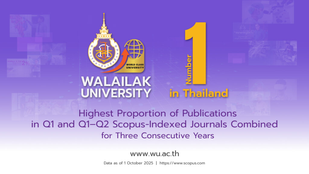 ม.วลัยลักษณ์ครองแชมป์! ผลงานวิจัยตีพิมพ์ Q1-Q2 สูงสุดในไทย ต่อเนื่อง 3 ปีซ้อน