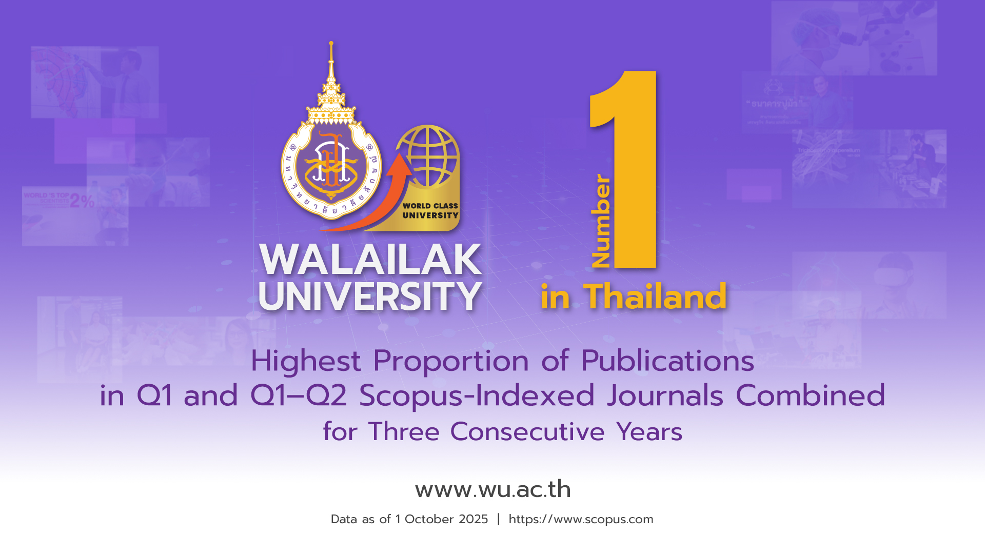ม.วลัยลักษณ์ครองแชมป์! ผลงานวิจัยตีพิมพ์ Q1-Q2 สูงสุดในไทย ต่อเนื่อง 3 ปีซ้อน